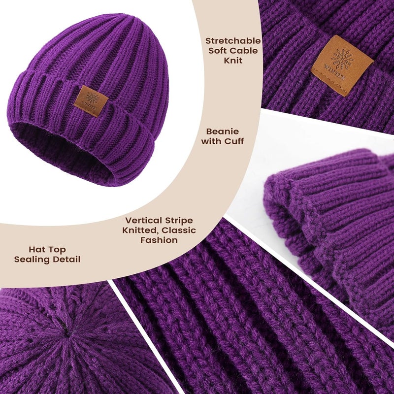 Premillow Women Winter Hat Beanie+Long Scarf+Touch Screen Gloves Set, Warm Clothes Set with Knit Fleece Lined for Women/Men Winter - Image 3